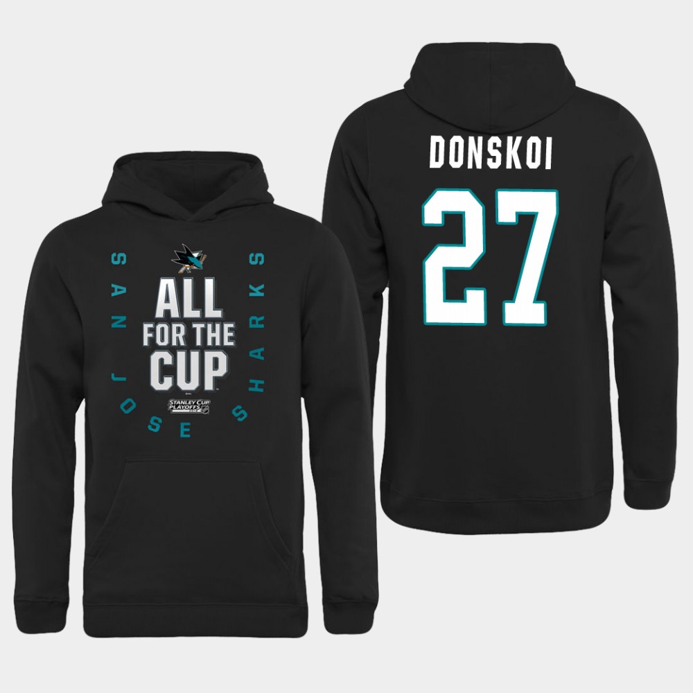 Men NHL Adidas San Jose Sharks 27 Donskoi black hoodie